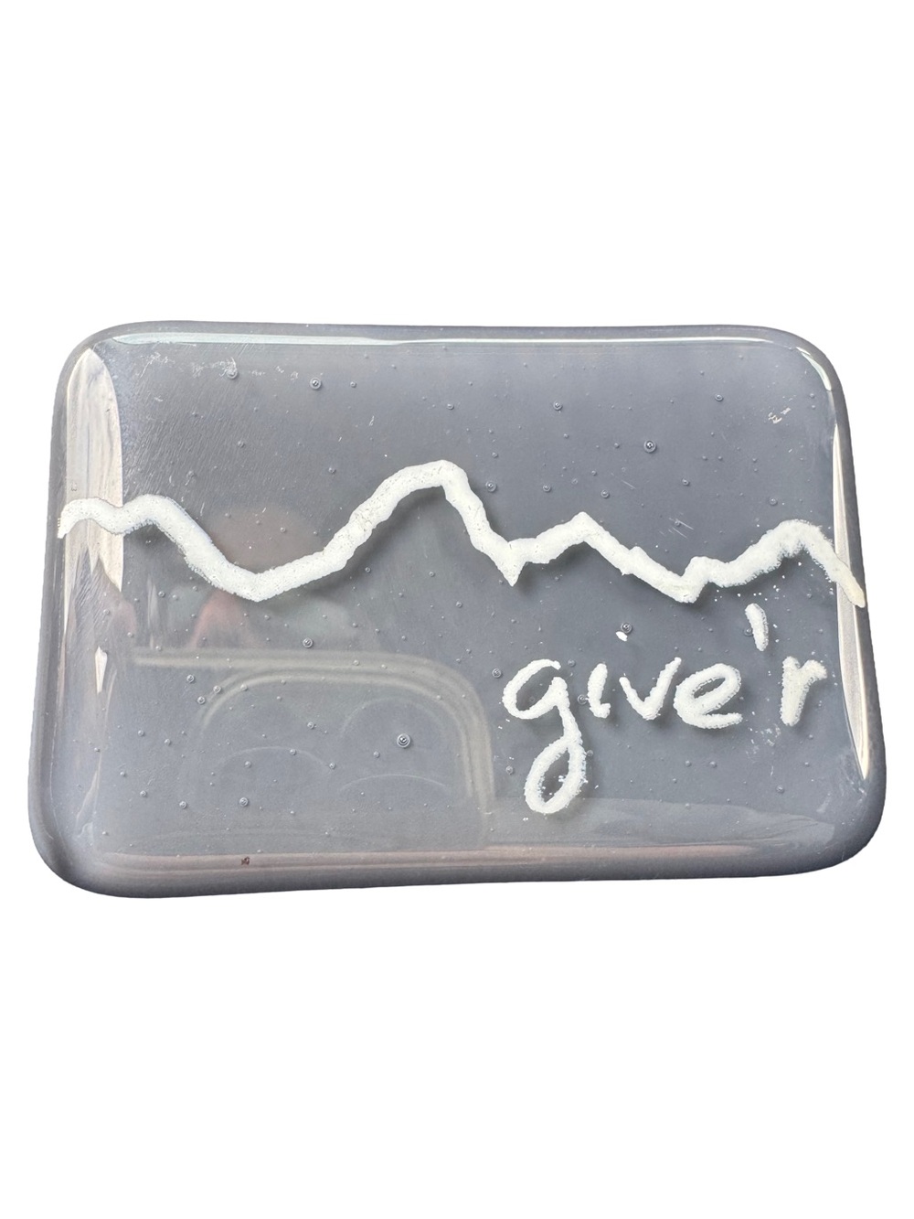 Gray 'give'r' Mountain Glass Belt Buckle